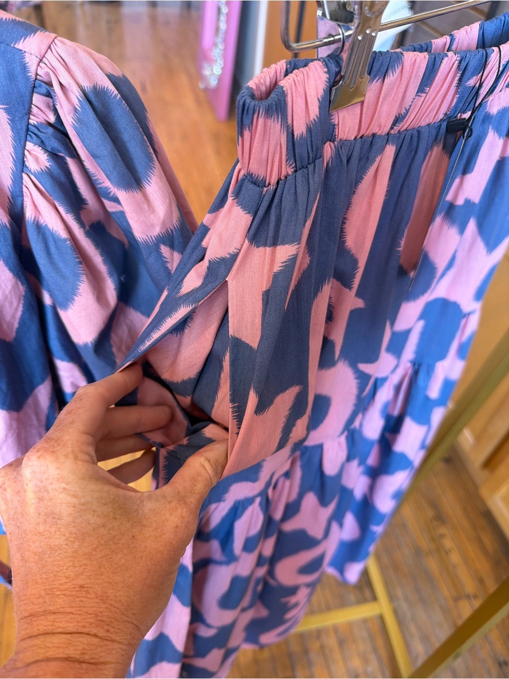 GiGi Two-Piece Maxi Dress in Pink and Blue - Picture 3 of 6